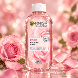 بطری تونر پاک کننده و تسکین دهنده گل سرخ گارنیر مدل SkinActive حجم ۲۰۰ میلی‌لیتر
