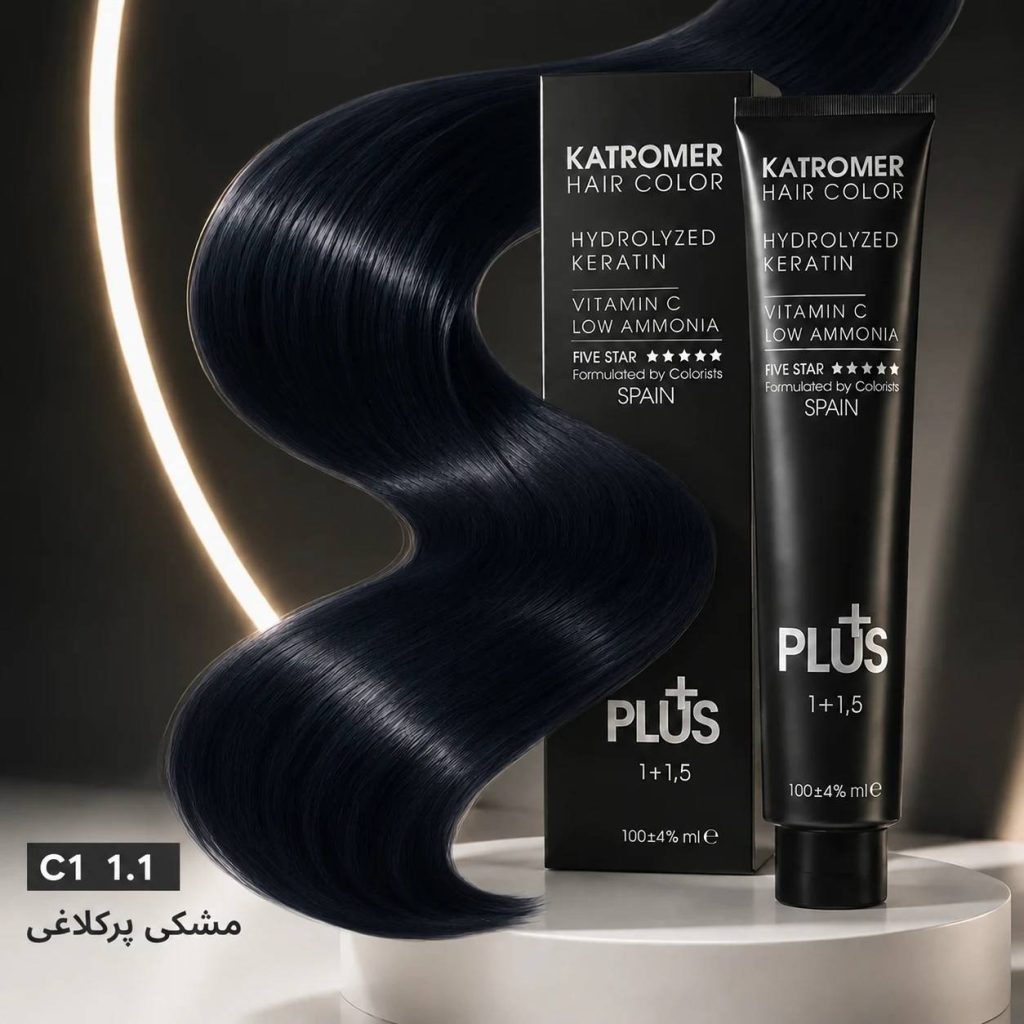 تیوپ و جعبه رنگ موی کاترومر پلاس شماره 1.1 مشکی پرکلاغی ۱۰۰ میل